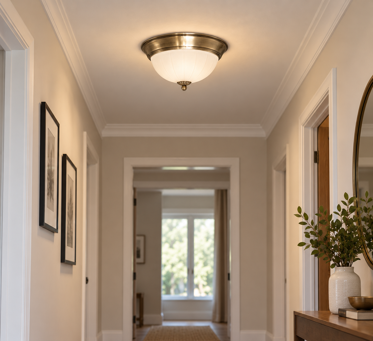 Antique Brass dome Ceiling Light A36