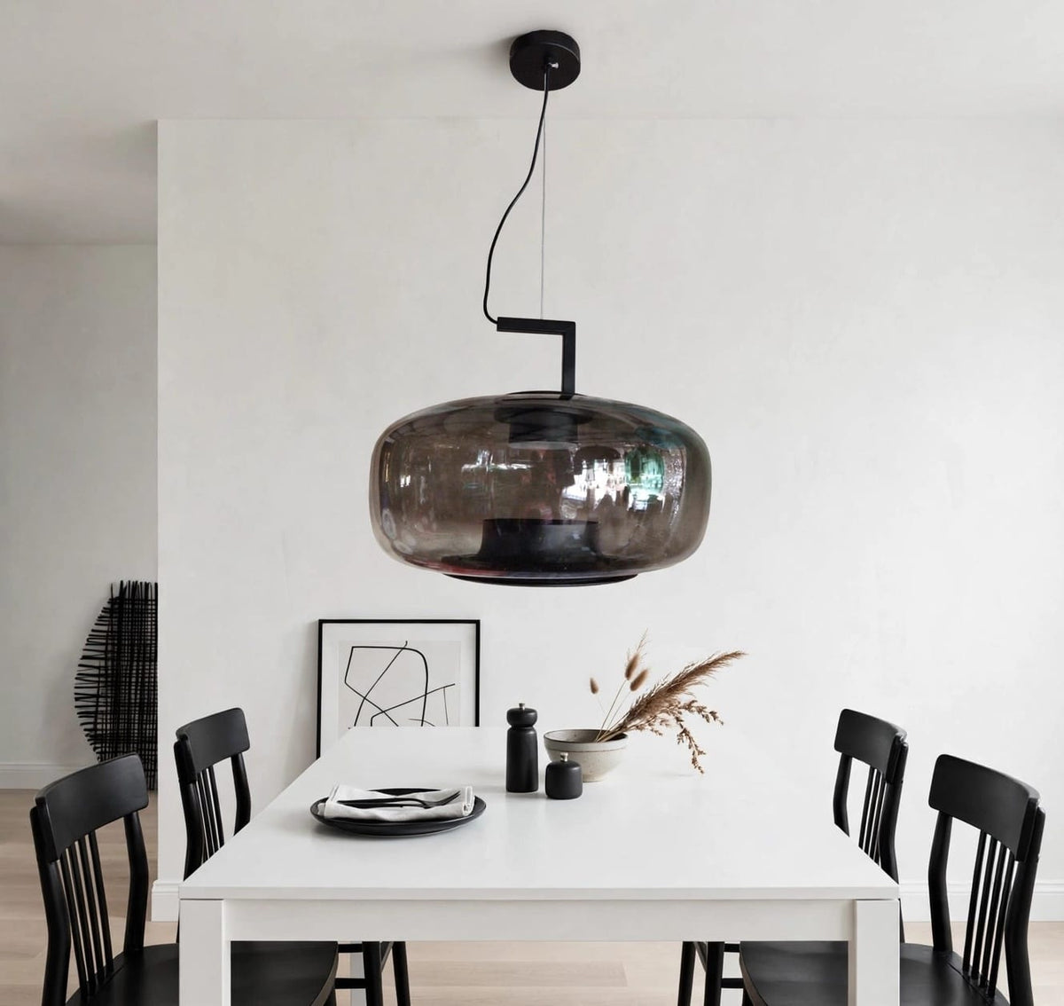 Black LED smoked glass Pendant HX02
