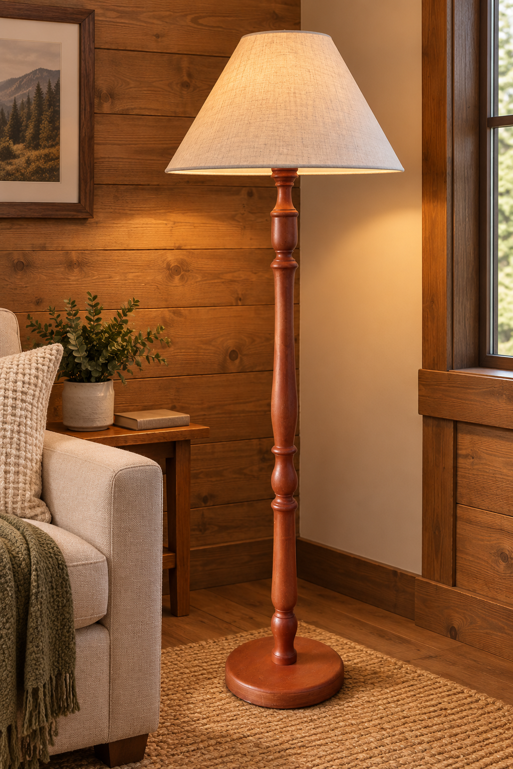 Safari Wood Floor Lamp Mahogany