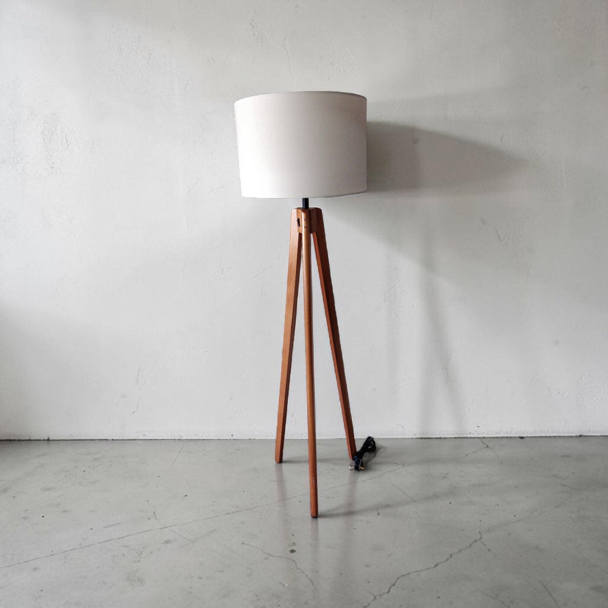 Mahogany Wooden Tripod Floor Lamp