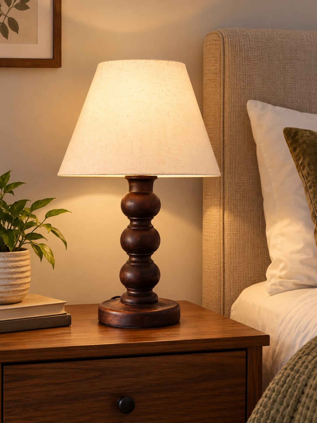 Ball Walnut Table Lamp S