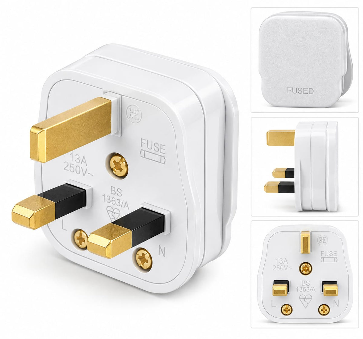 13A Fused Top Plug White