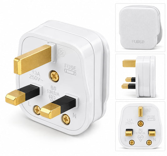 13A Fused Top Plug White