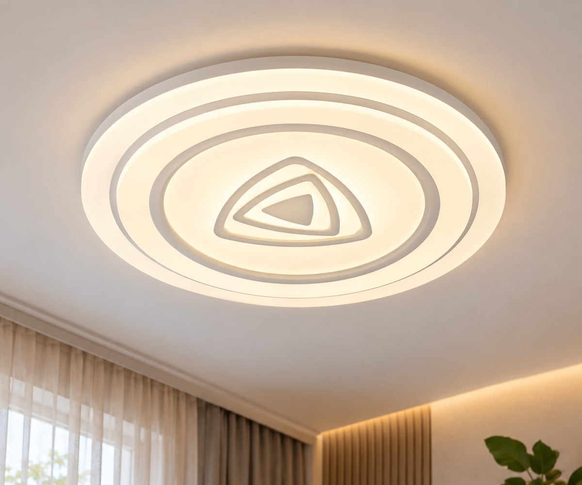Modern LED Tricolor Dimmable Circular Triangular Ceiling Light 5128