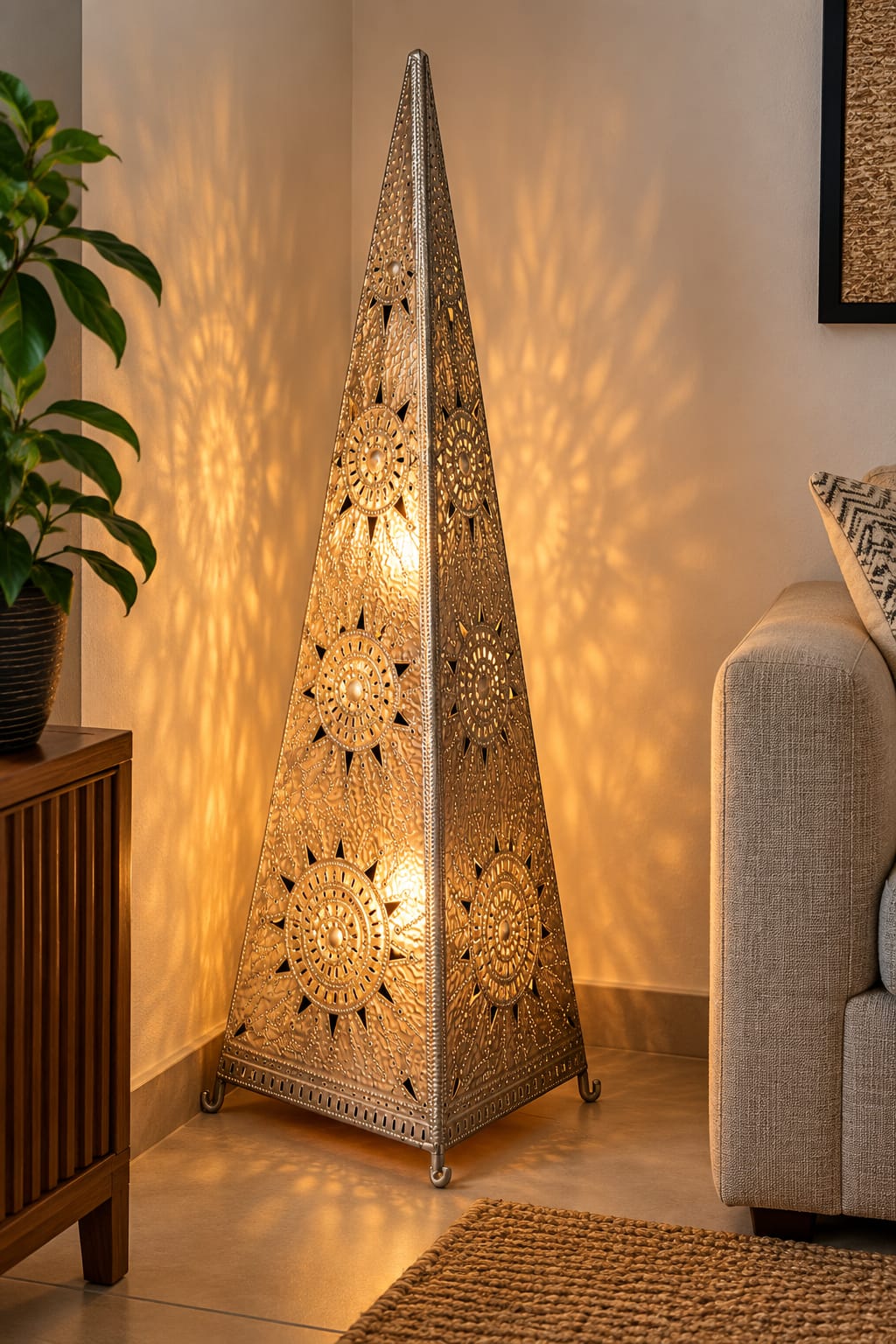 Aluminium Pyramid Floor Lamp