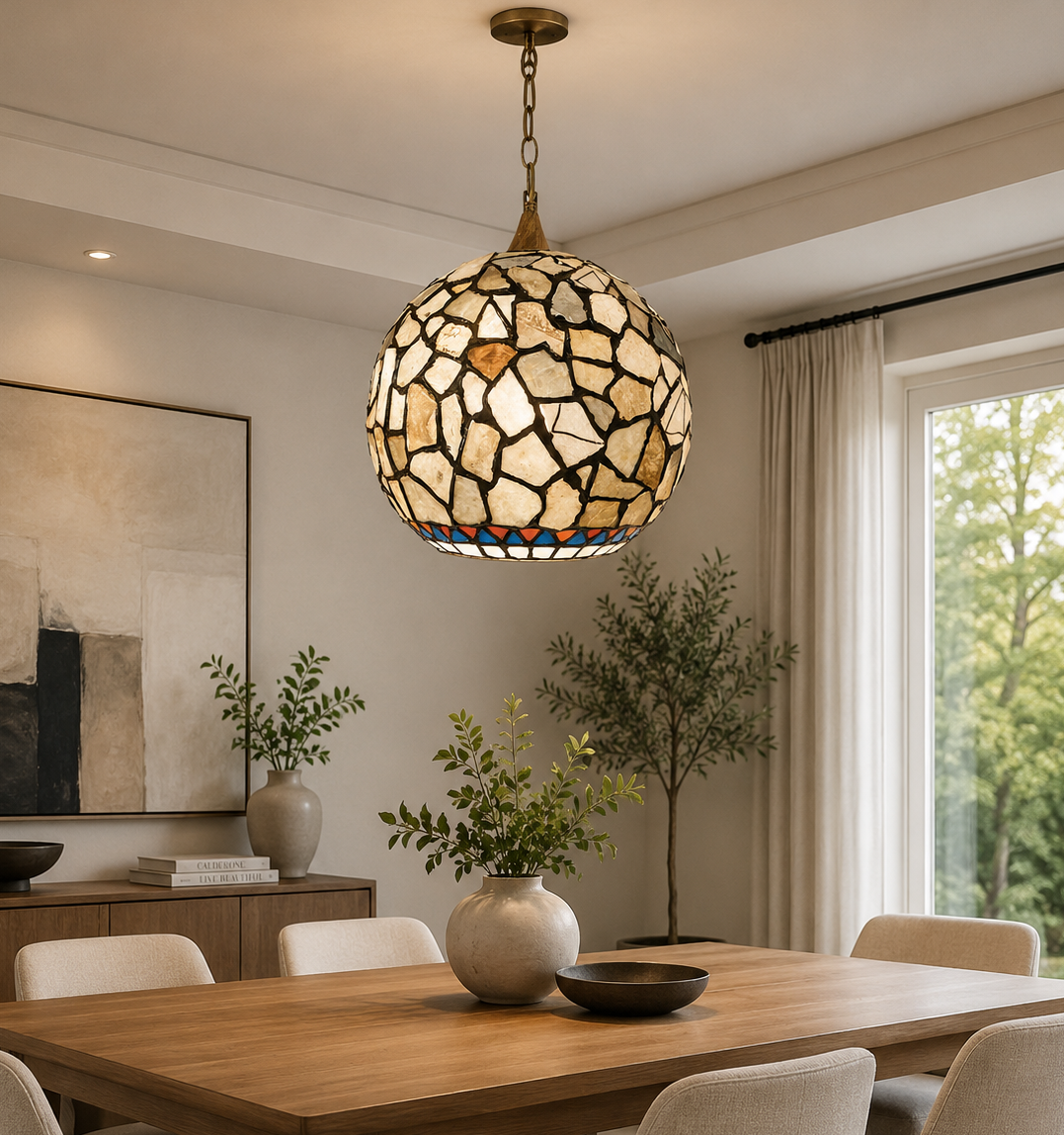 Turkish Moroccan Glass Mosaic black-brown Pendant