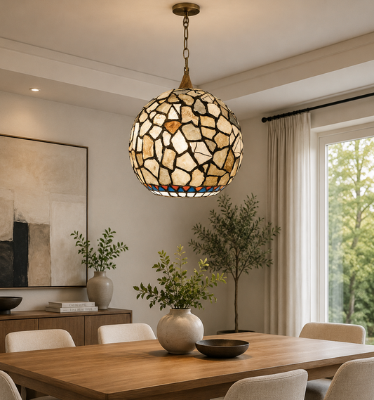 Turkish Moroccan Glass Mosaic black-brown Pendant