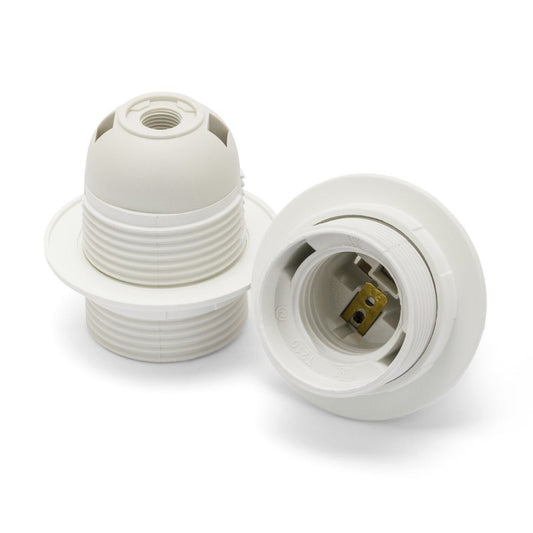 E27 Holder Full Thread White