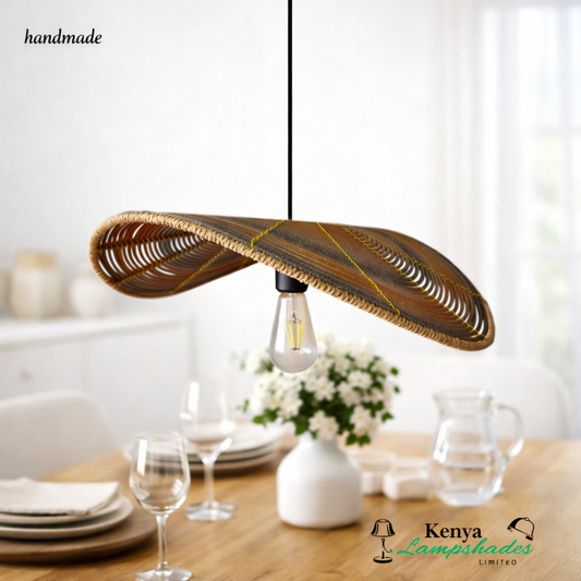 Rattan Wave Design Pendant Light